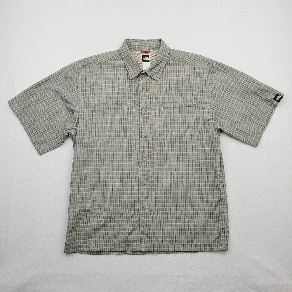North Face Shirt Mens‎ Large Gray Striped Button Up Outdoor Casual Streetwear
